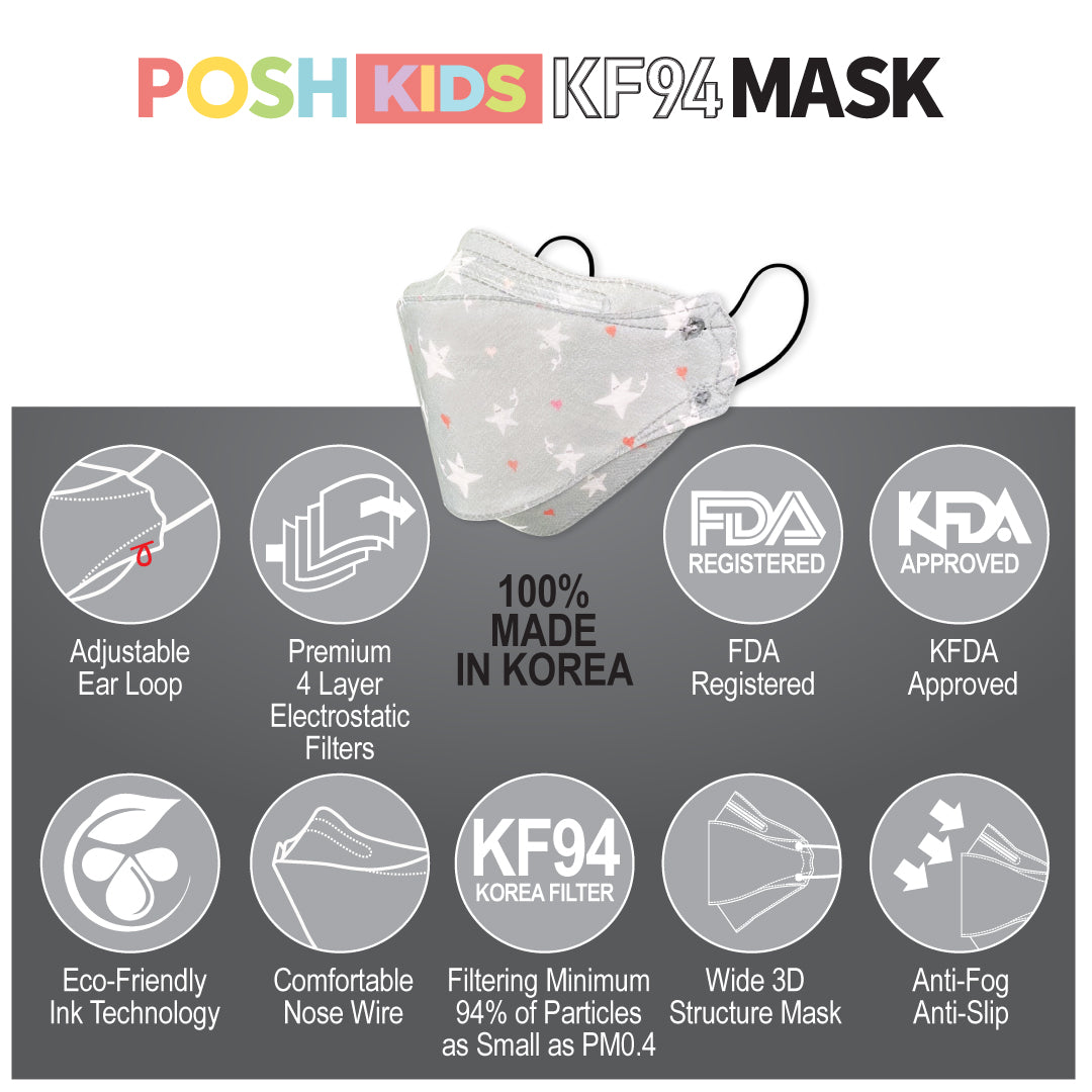POSH KIDS KF94 Small Mask Little Stars - Gray (KA13)