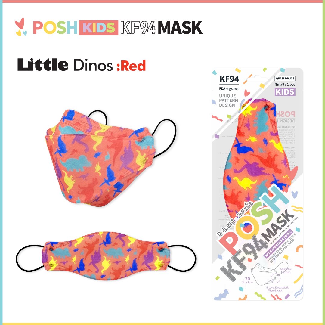 POSH KIDS KF94 Small Mask Little Dinos - Red (KA17) - 1pc
