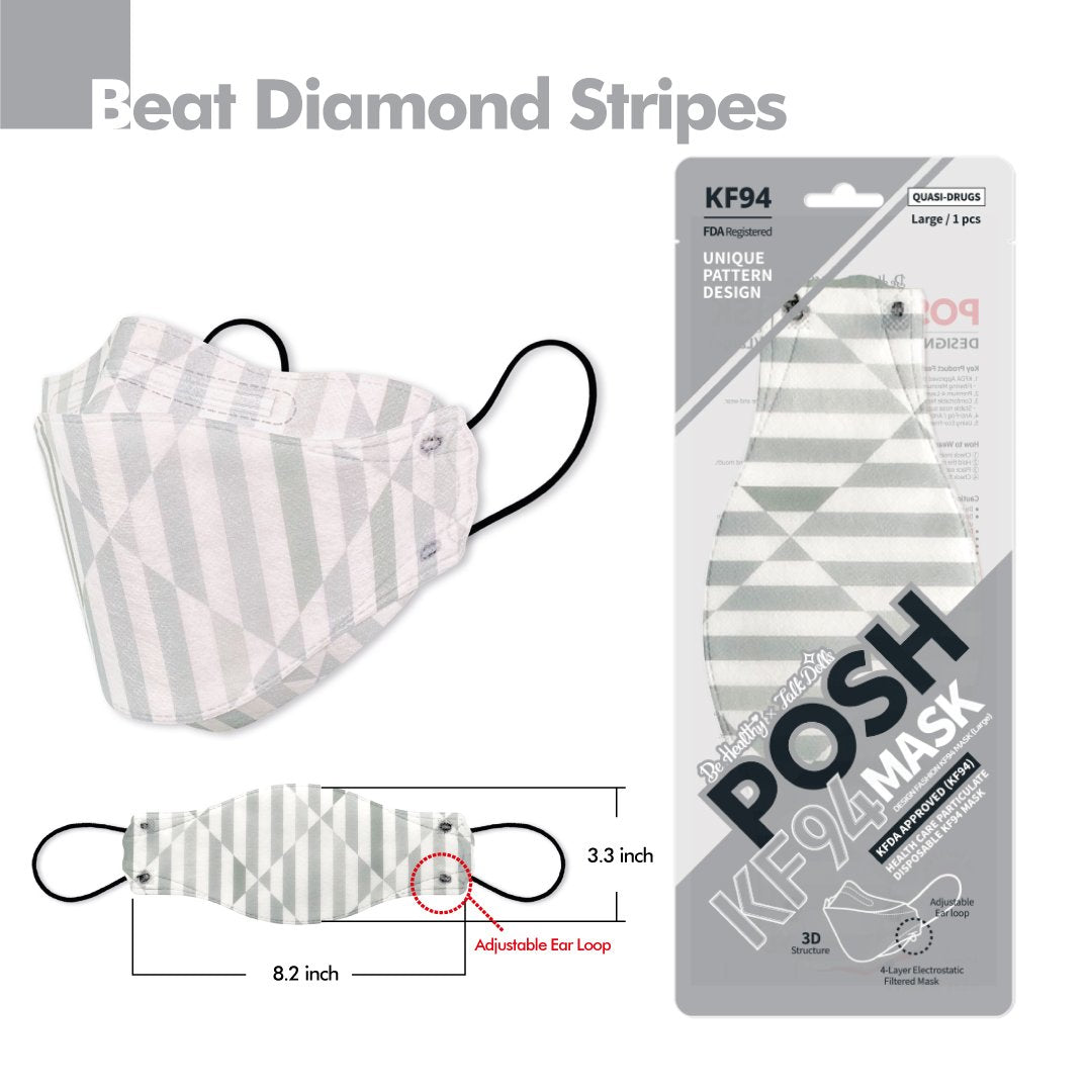 POSH KF94 Mask Beat Diamond Stripes (A11) - 1pc