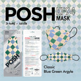 POSH KF94 Mask Classic Blue Green Argyle (A09) - 1pc