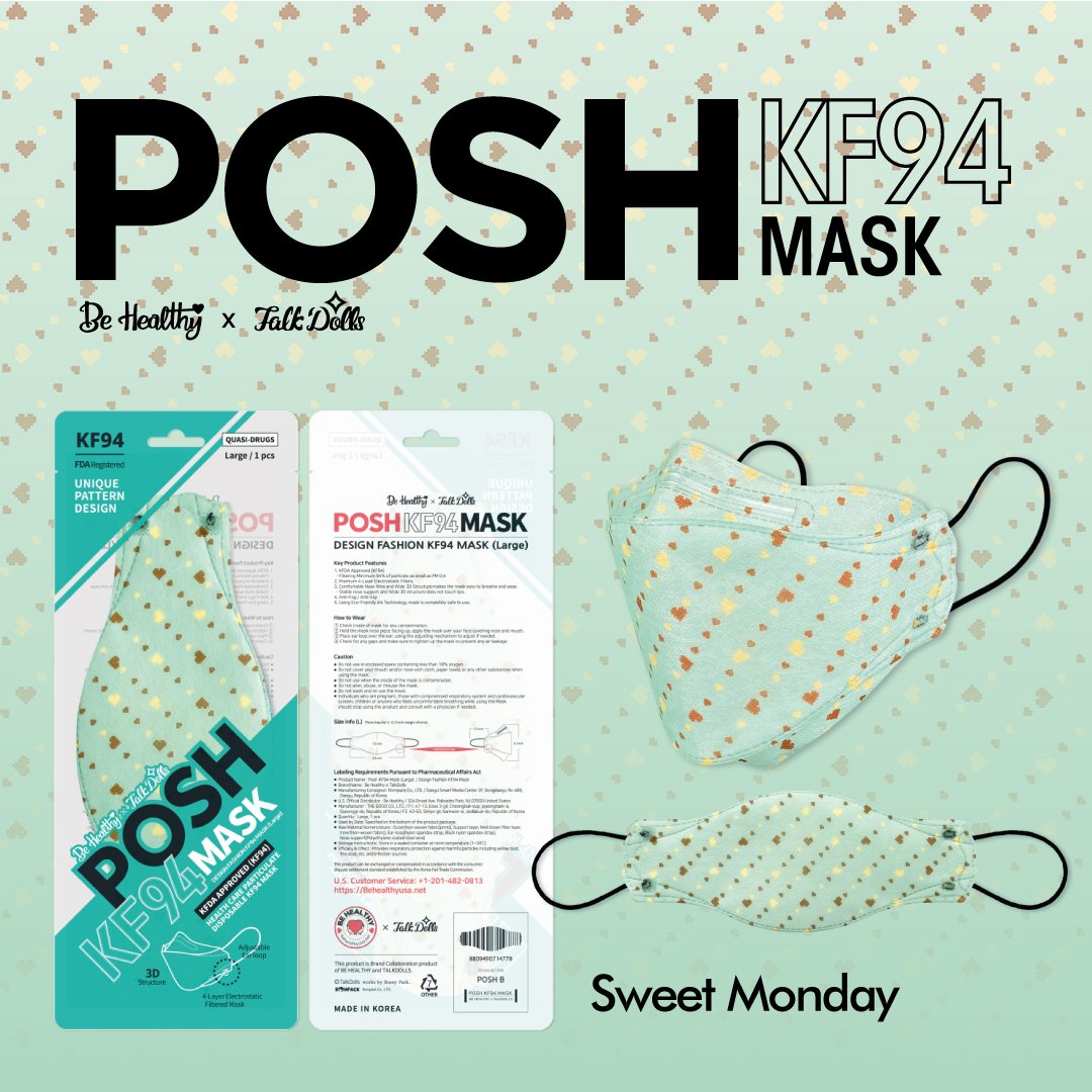 POSH KF94 Mask Sweet Monday (B06) - 1pc – Be Healthy posh-kf94-mask-sweet-monday-b06-1pc-be-healthy