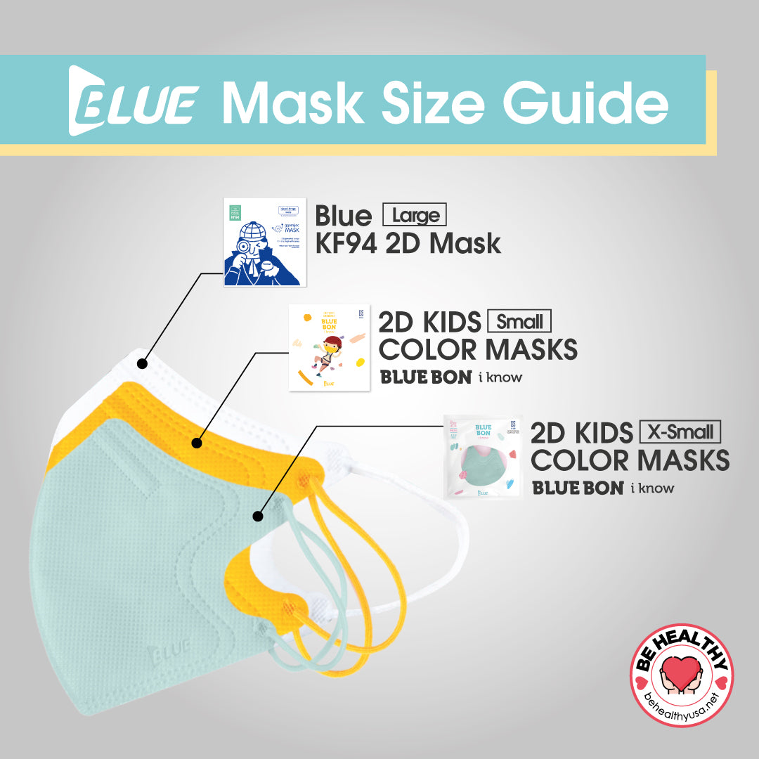 Blue 2D X-Small Size Mask (Age 2-4 / Toddler Size)