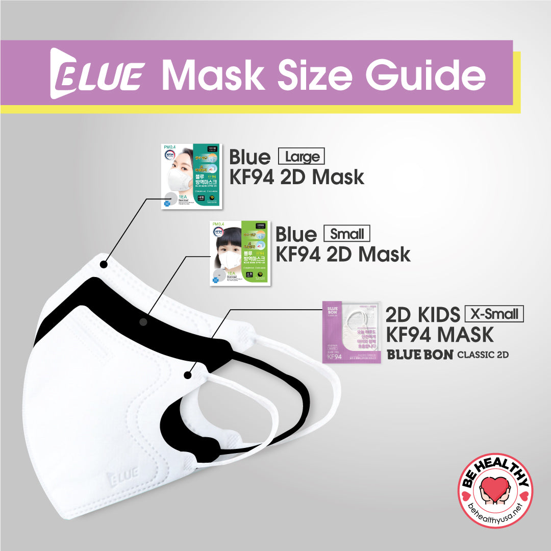 Blue KF94 2D Mask (X-Small White - Toddler Size)