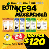 BOTN Black & White & Size Mix & Match - KF94 - 100pcs
