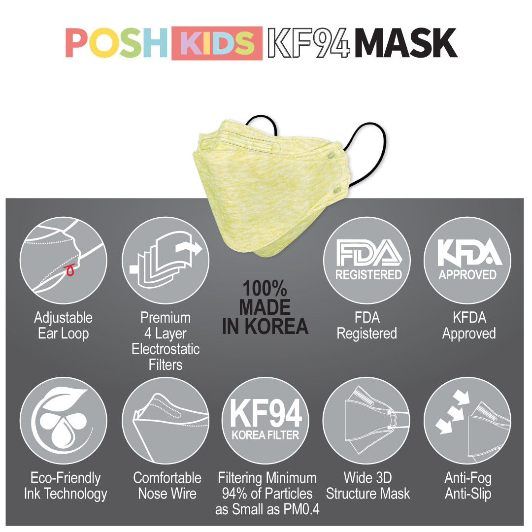 POSH KIDS KF94 Small Mask Melange Lemon (KA_M05) - 1pc